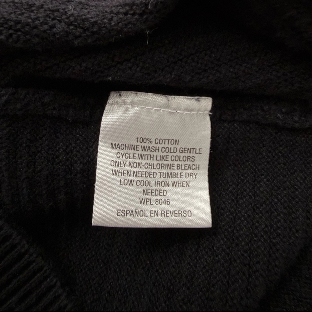 INC International Concepts Black Quarter Zip Snap ribbed knit Sweater Medium - Picture 8 of 8